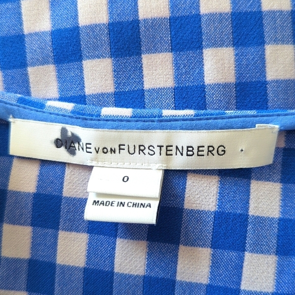 Diane Von Furstenberg Blue Gingham Blouse - Picture 5 of 7